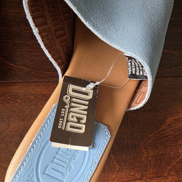 Dingo Light Blue Suede Mules with Wooden Heel - Picture 10 of 12